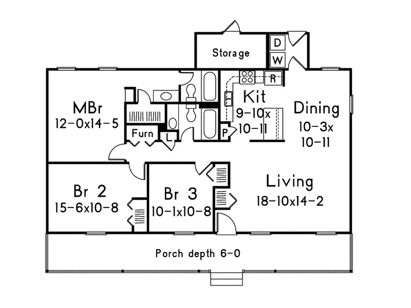 Ranch House Plan First Floor - Delta Queen I Ranch Home 001D-0067 - Search House Plans and More