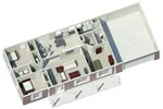 Cape Cod & New England House Plan 3D First Floor - Ryland Ranch Home 005D-0001 - Shop House Plans and More