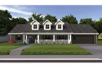 Classic Ranch With Complete Front Porch And Dormers 