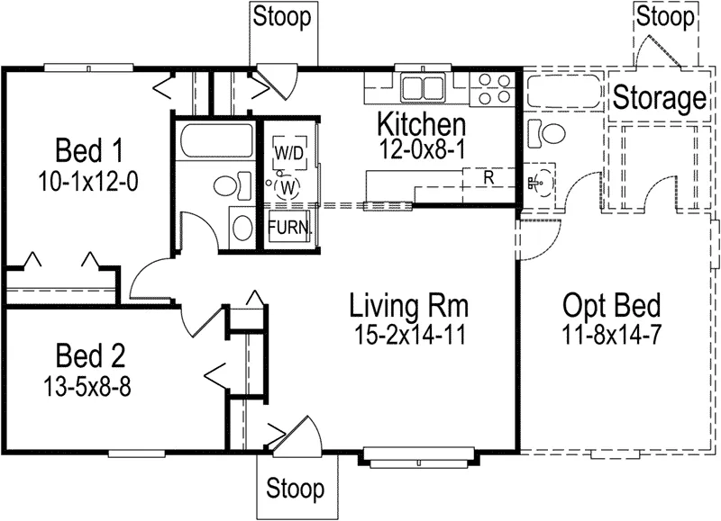 Ranch House Plan First Floor - Sanford Ranch Home 008D-0016 - Shop House Plans and More