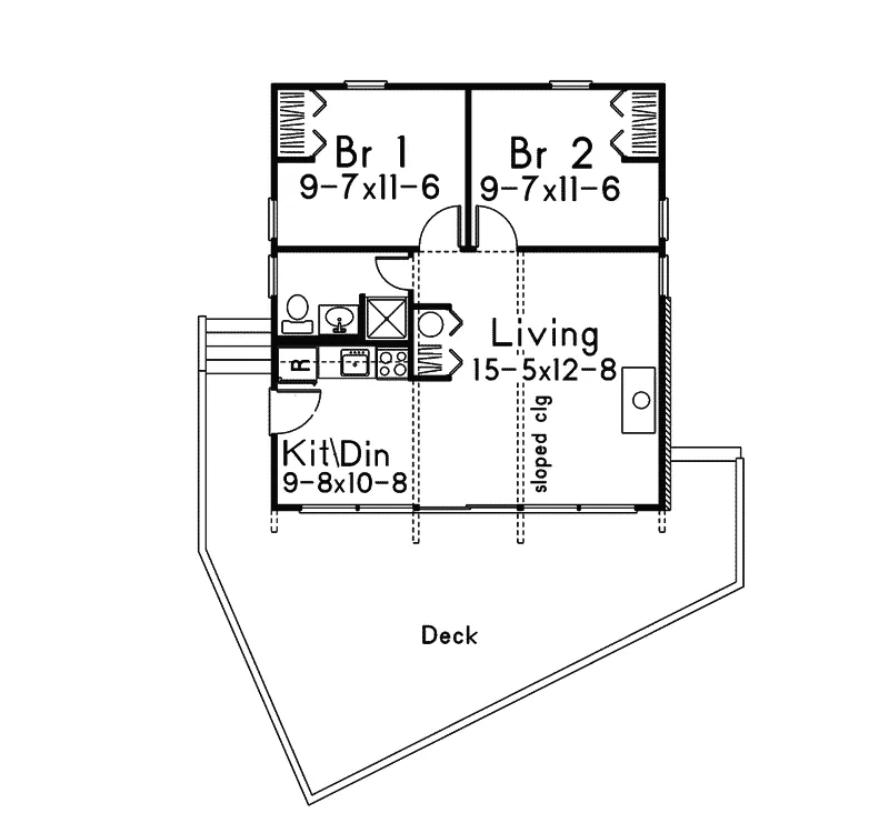 Ranch House Plan First Floor - Beaverhill Raised Vacation Home 008D-0133 - Search House Plans and More