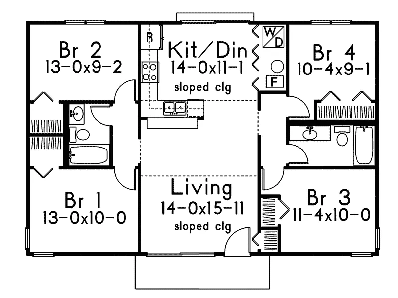 Modern Home Plan First Floor 008D-0144