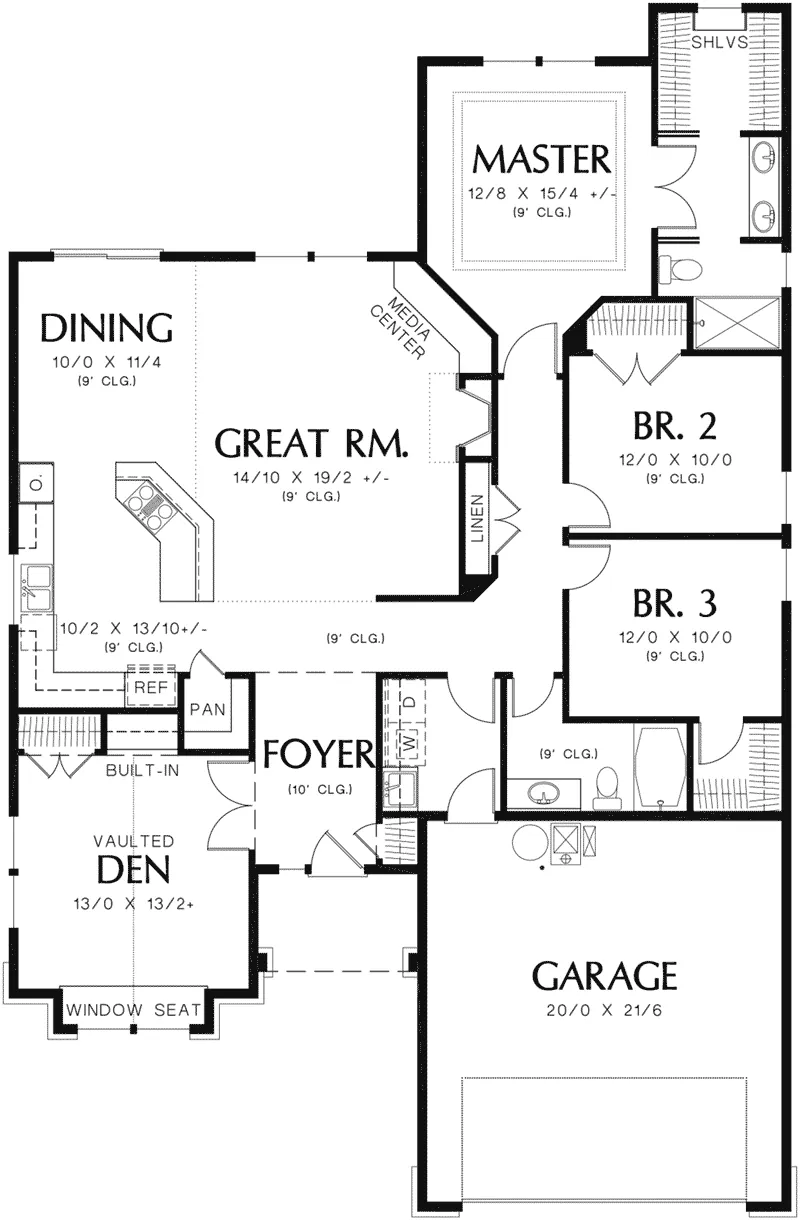 Ranch Home Plan First Floor 011D-0222