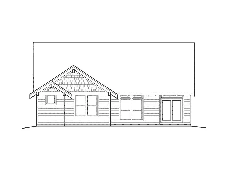 Shingle House Plan Rear Elevation - Longhurst Craftsman Ranch Home 011D-0222 - Shop House Plans and More
