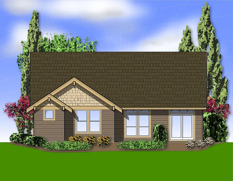 Shingle House Plan Rear Photo 01 - Longhurst Craftsman Ranch Home 011D-0222 - Shop House Plans and More