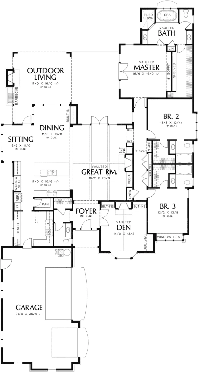 Country French House Plan First Floor - Sherman Hollow European Home 011D-0229 - Shop House Plans and More