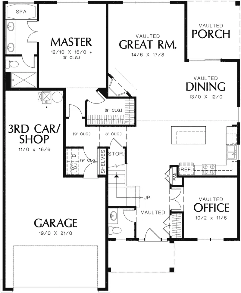Arts & Crafts Home Plan First Floor 011D-0233