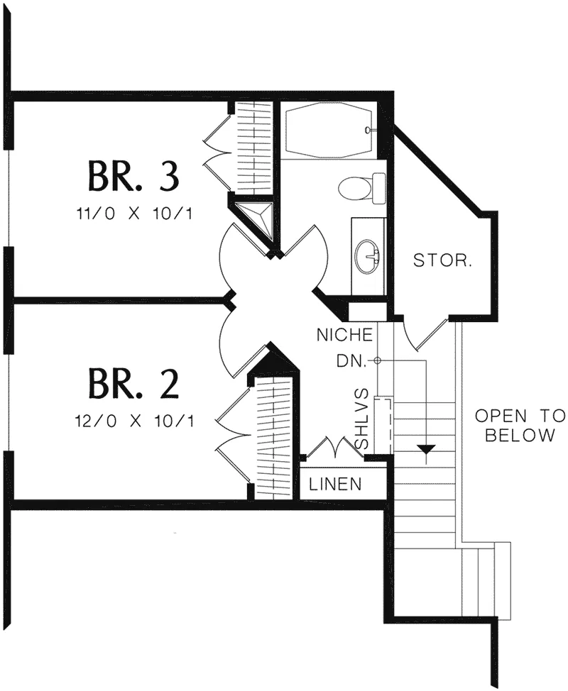 Arts & Crafts Home Plan Second Floor 011D-0233