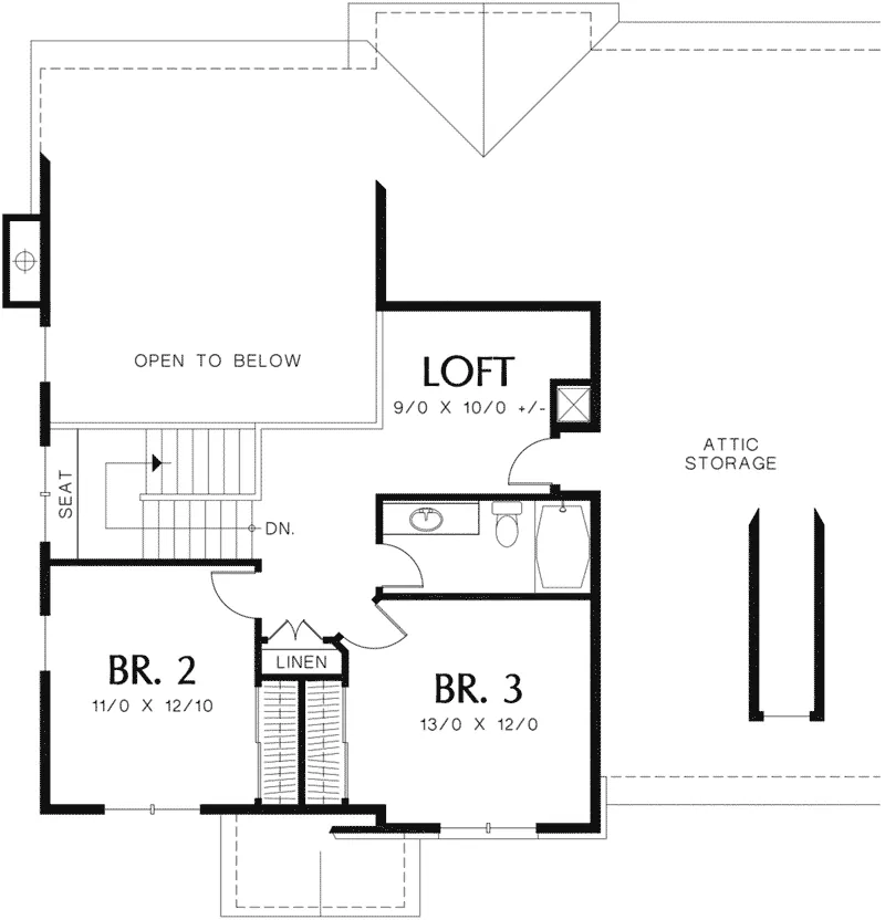 Craftsman Home Plan Second Floor 011D-0239