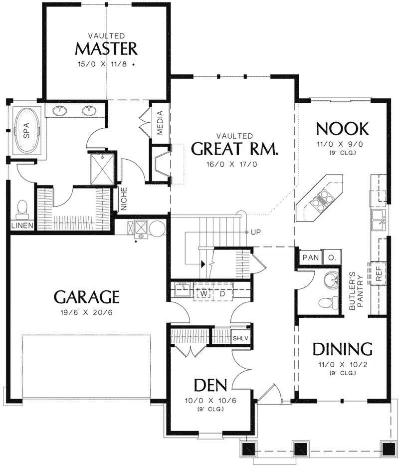 Cabin & Cottage House Plan First Floor - Timber Way Craftsman Home 011D-0243 - Shop House Plans and More