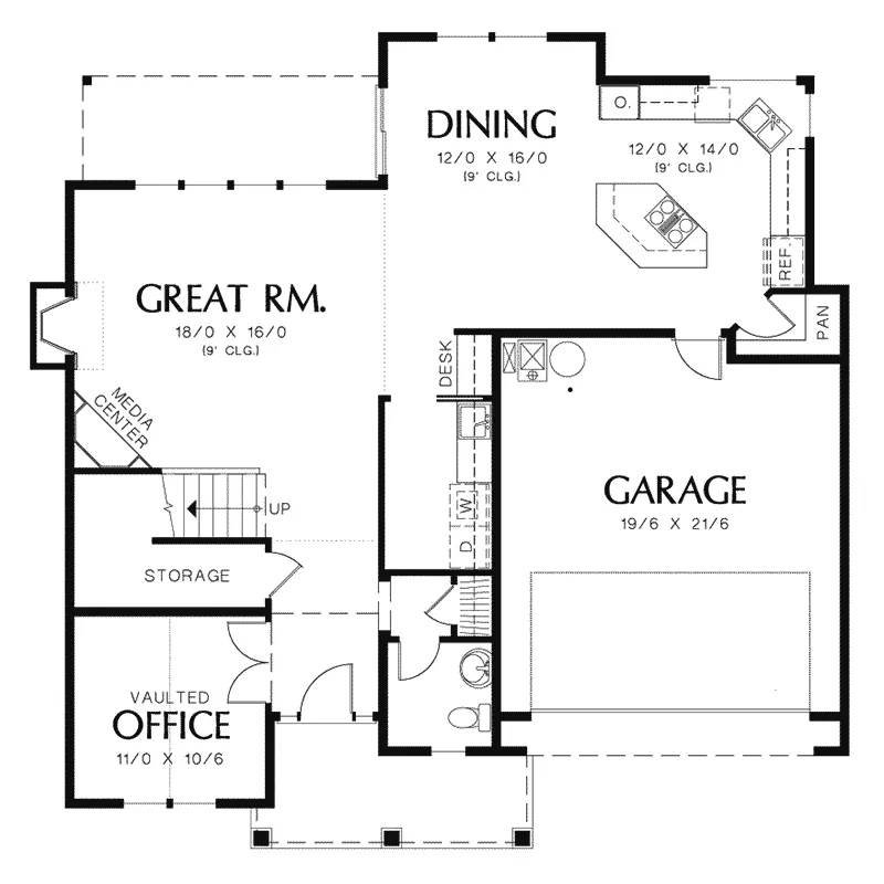 Arts & Crafts Home Plan First Floor 011D-0249