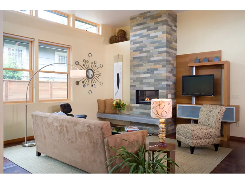 Beach & Coastal House Plan Living Room Photo 03 - Juno Modern Home 011D-0266 - Search House Plans and More