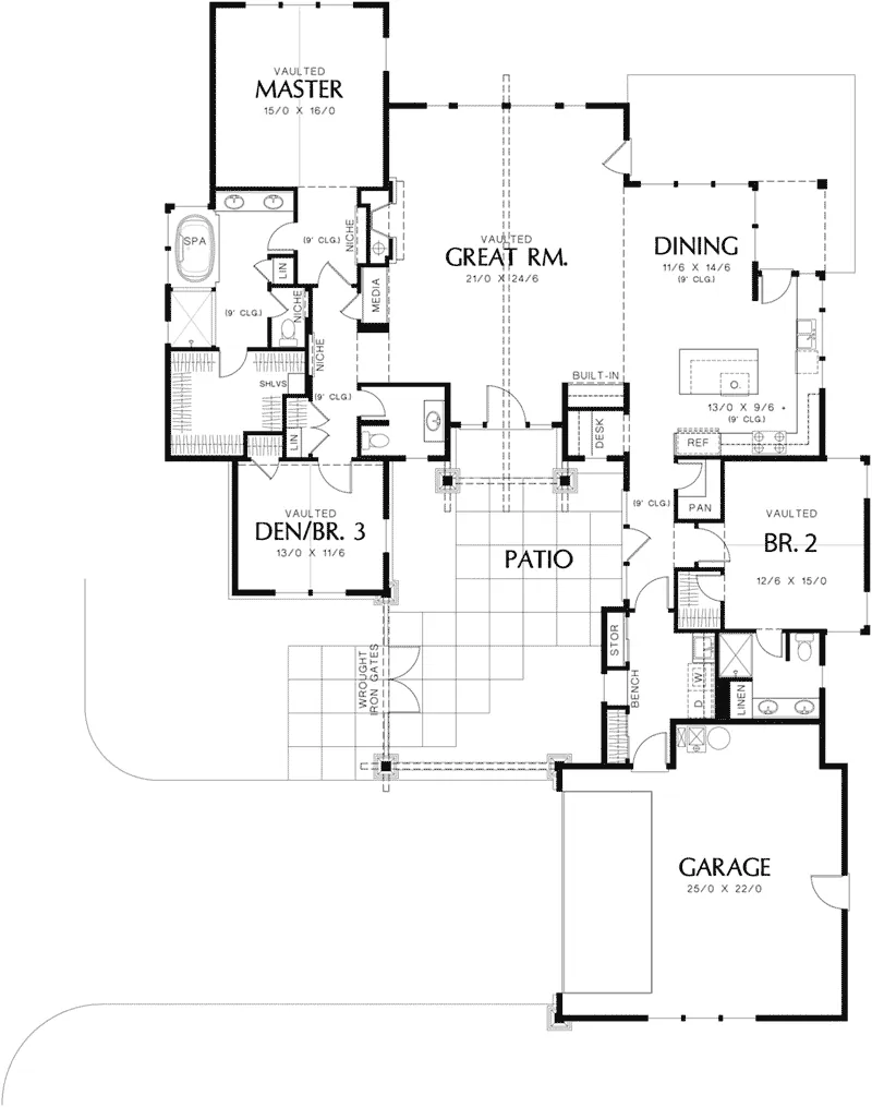 Lake House Plan First Floor - Sunny Top Craftsman Home 011D-0273 - Shop House Plans and More