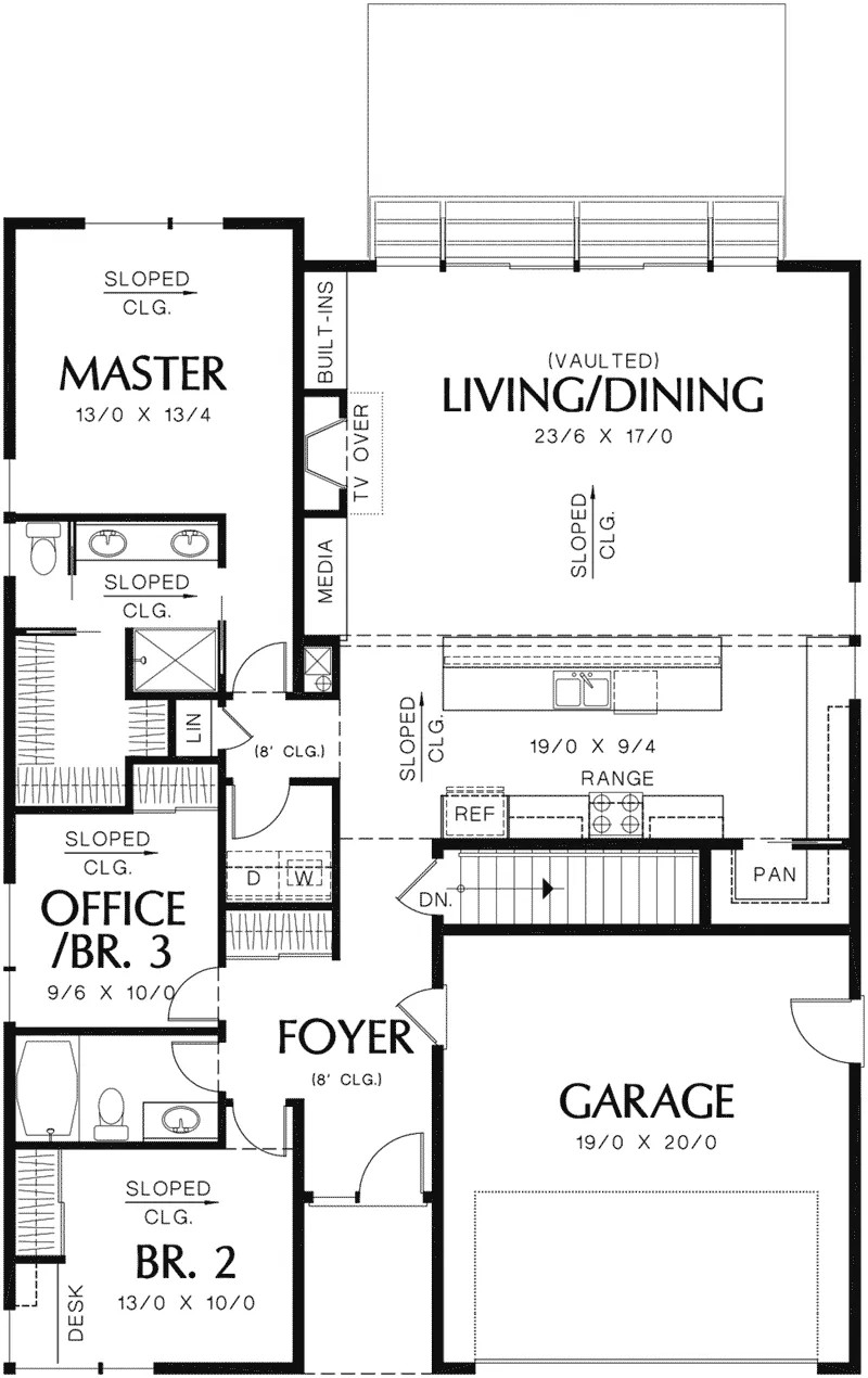 Florida House Plan First Floor - Rocco Modern Ranch Home 011D-0304 - Shop House Plans and More