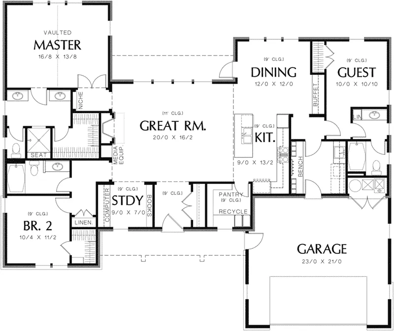 Mountain House Plan First Floor - Fabito Rustic Prairie Home 011D-0311 - Search House Plans and More