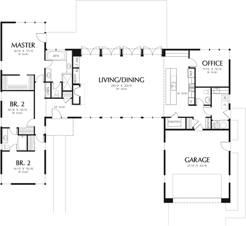 Southwestern Home Plan First Floor 011D-0336