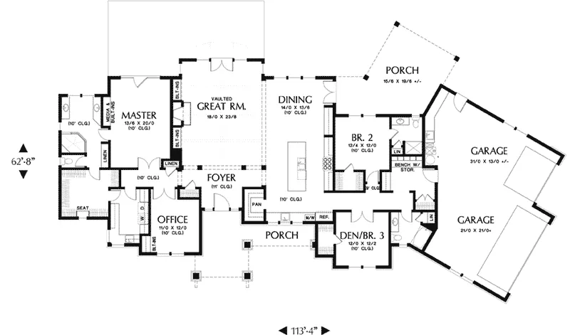 Shingle Home Plan First Floor 011D-0347
