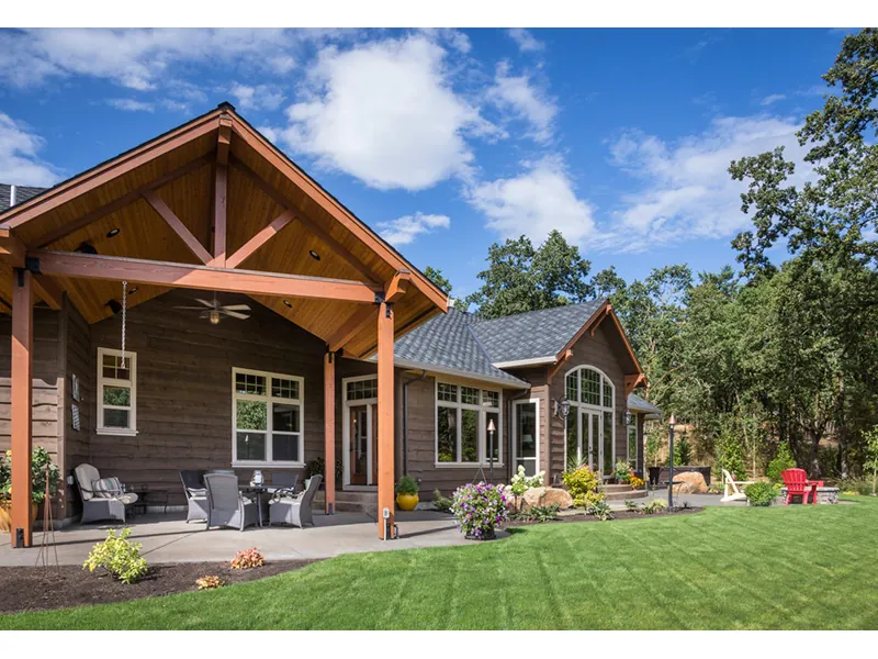 Shingle House Plan Outdoor Living Photo 01 - Leigh Lane Rustic Country Ranch House - Shop House Plans and More