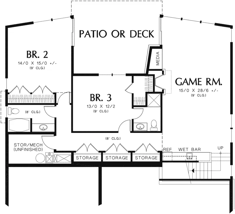 Ranch Home Plan Lower Level 011D-0351