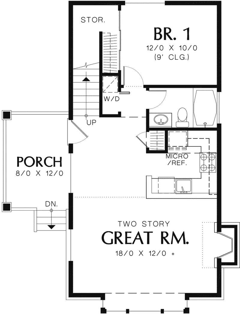 Rustic House Plan First Floor - Weslan Narrow Lot Home 011D-0358 - Shop House Plans and More