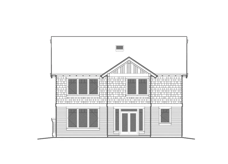 Bungalow House Plan Rear Elevation - Proctor Hill Craftsman Home 011D-0395 - Shop House Plans and More