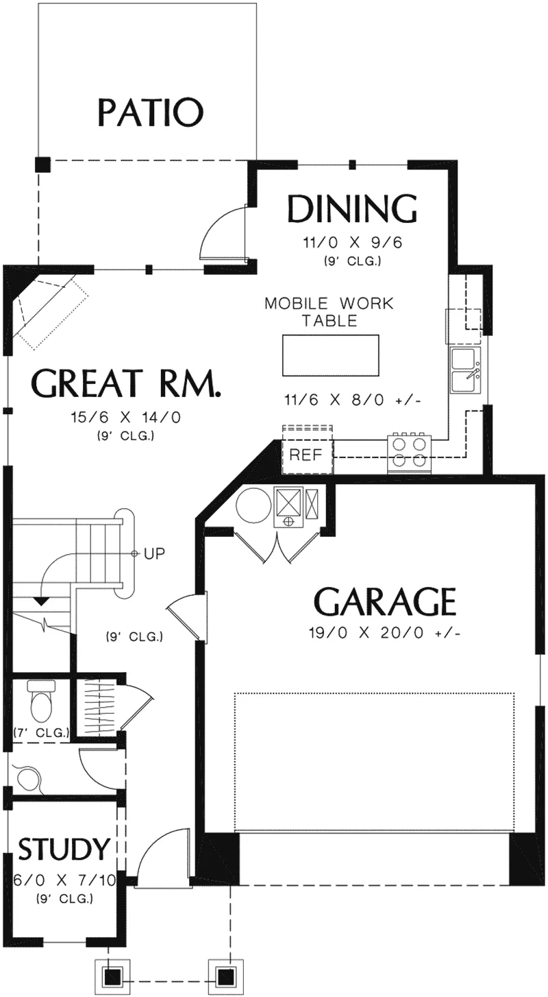 Arts & Crafts Home Plan First Floor 011D-0459