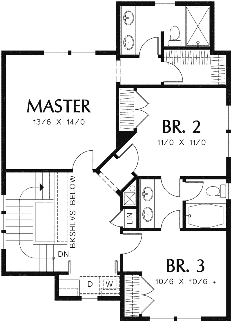 Arts & Crafts Home Plan Second Floor 011D-0459