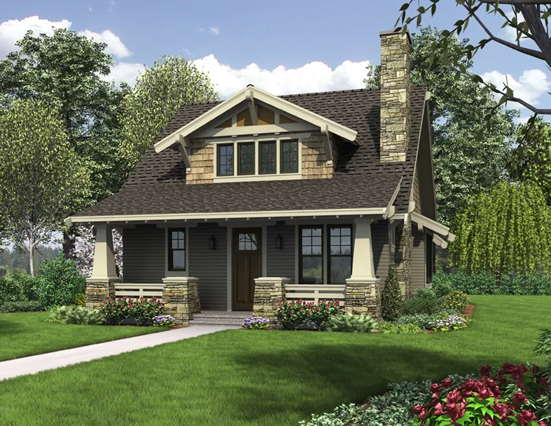 English Cottage House Plan Front of Home - Bandon Falls Bungalow Home 011D-0489 - Search House Plans and More