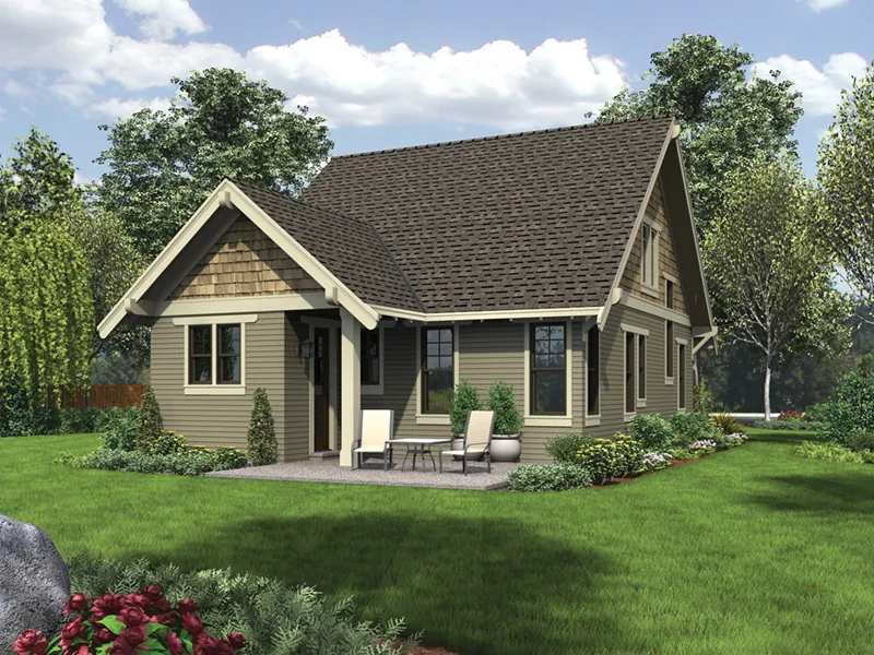 English Cottage House Plan Rear Photo 01 - Bandon Falls Bungalow Home 011D-0489 - Search House Plans and More