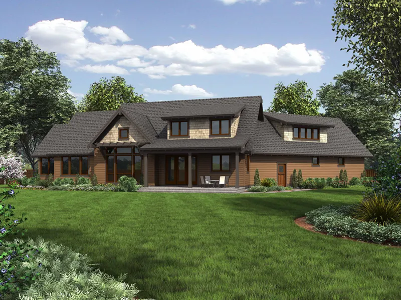 Mountain House Plan Rear Photo 01 - Squaw Lake Craftsman Home 011D-0523 - Shop House Plans and More