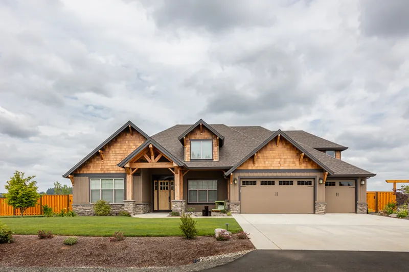 Craftsman House Plan Front of Home - Wrights Creek Craftsman Home 011D-0526 - Shop House Plans and More