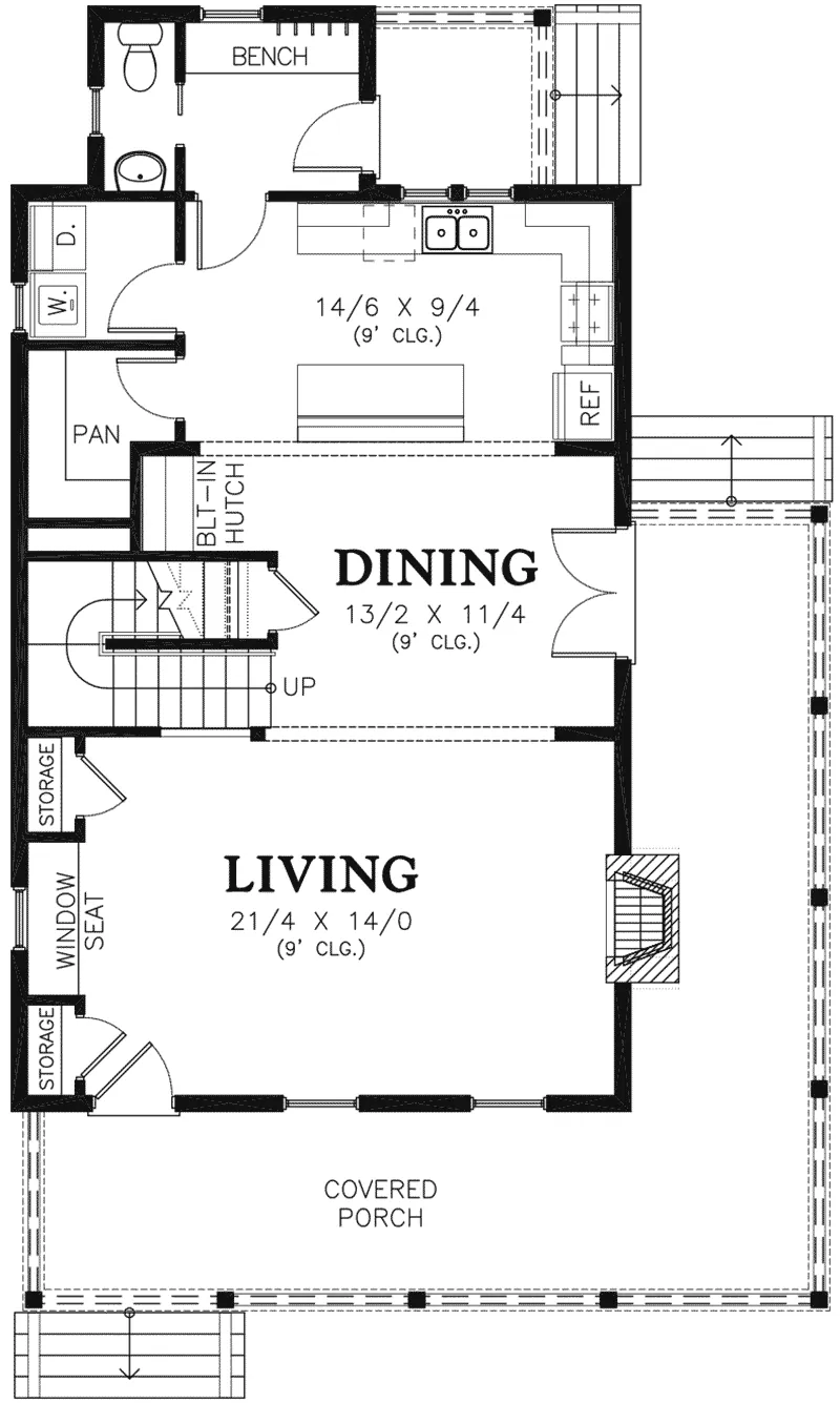 Arts & Crafts Home Plan First Floor 011D-0542
