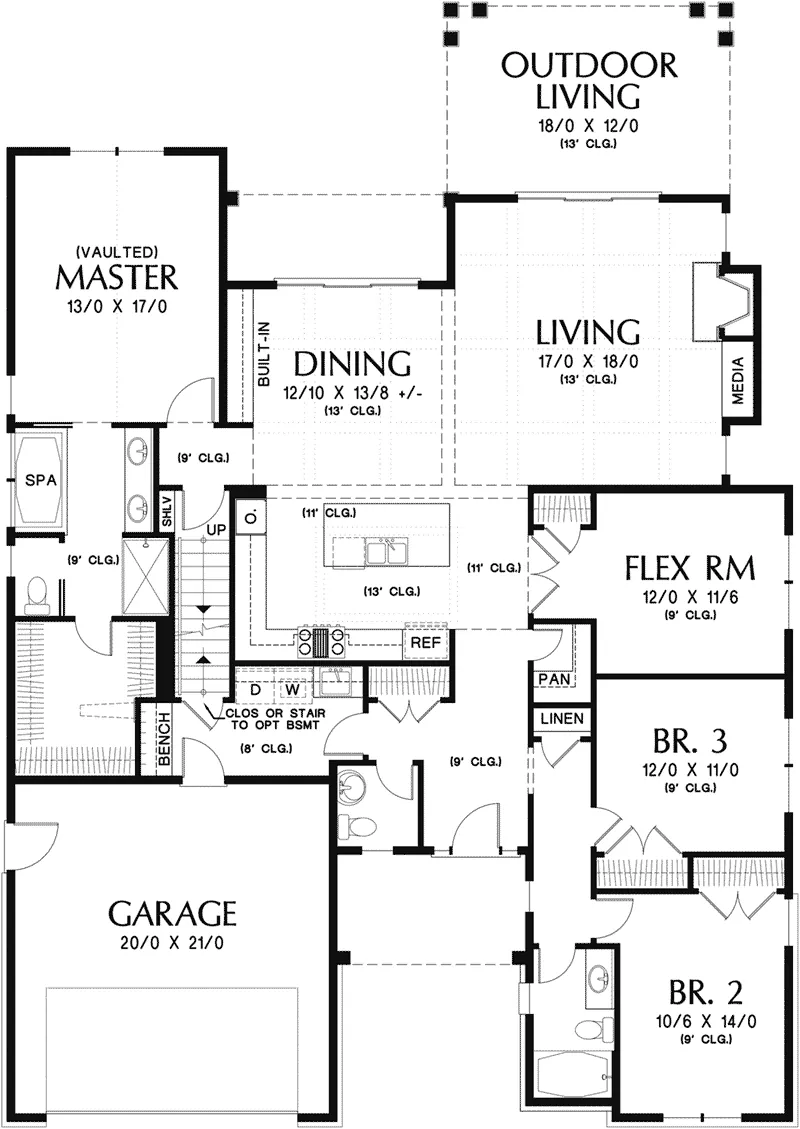Arts & Crafts Home Plan First Floor 011D-0573