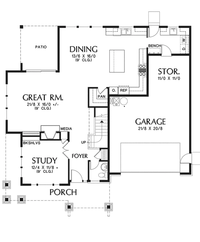 Country Home Plan First Floor 011D-0574