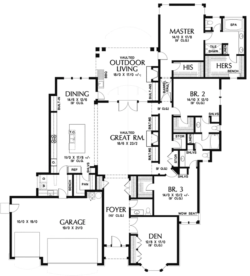 Ranch Home Plan First Floor 011D-0590