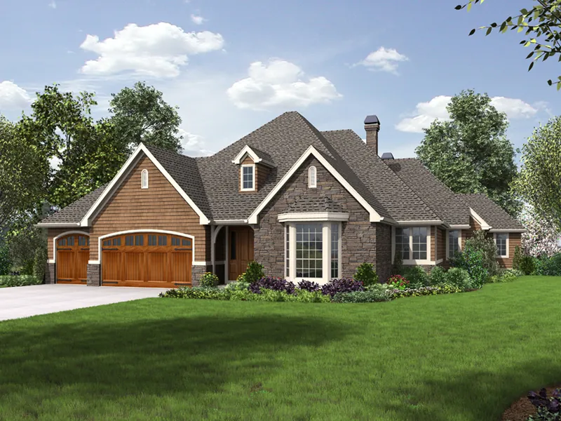 Luxury House Plan Front of Home - Drexel Lane European Ranch Home 011D-0590 - Search House Plans and More