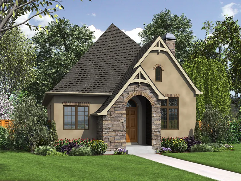 Ranch House Plan Front of Home - Boyle European Cottage Home 011D-0591 - Search House Plans and More
