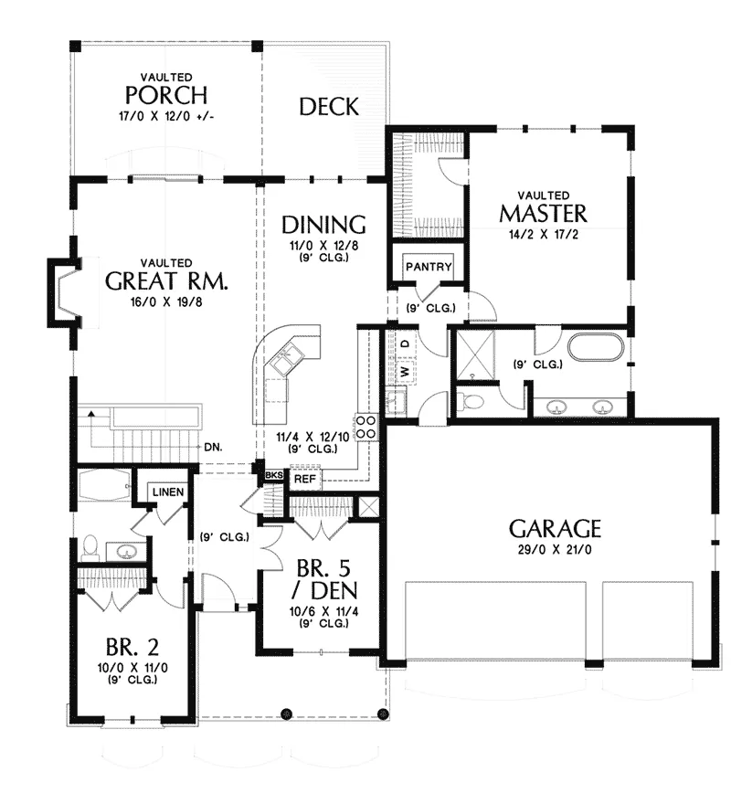 Shingle Home Plan First Floor 011D-0608
