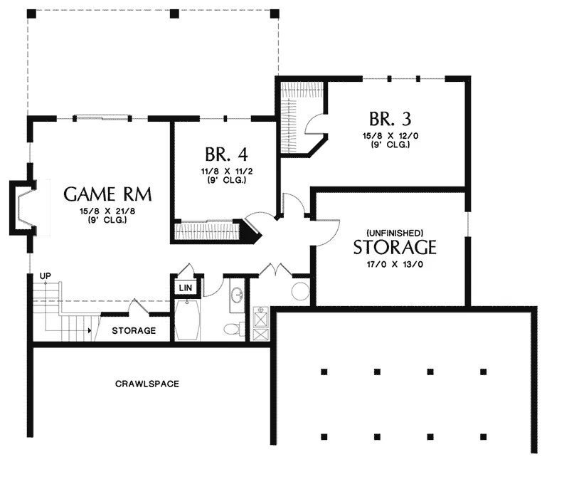 Shingle Home Plan Lower Level 011D-0608