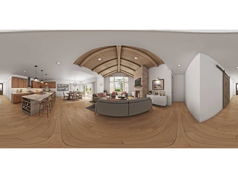 Cabin & Cottage House Plan Great Room Photo 02 - Mercer Way Modern Farmhouse 011D-0627 - Shop House Plans and More