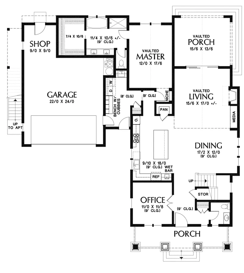 Bungalow Home Plan First Floor 011D-0647