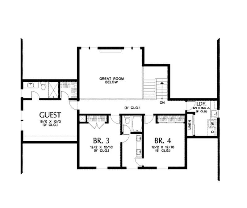 Florida House Plan Second Floor - Majors Creek Modern Farmhouse 011D-0653 - Shop House Plans and More