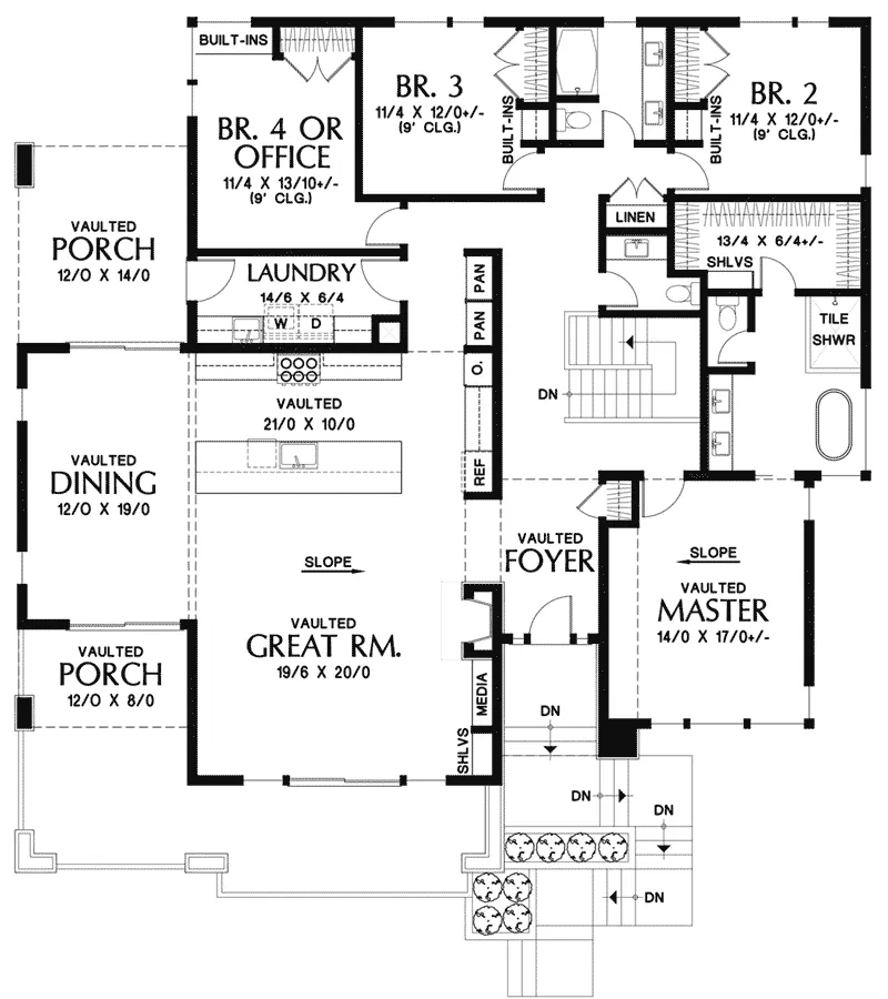 Rustic House Plan First Floor - Mesquite Ridge Modern Home 011D-0655 - Shop House Plans and More