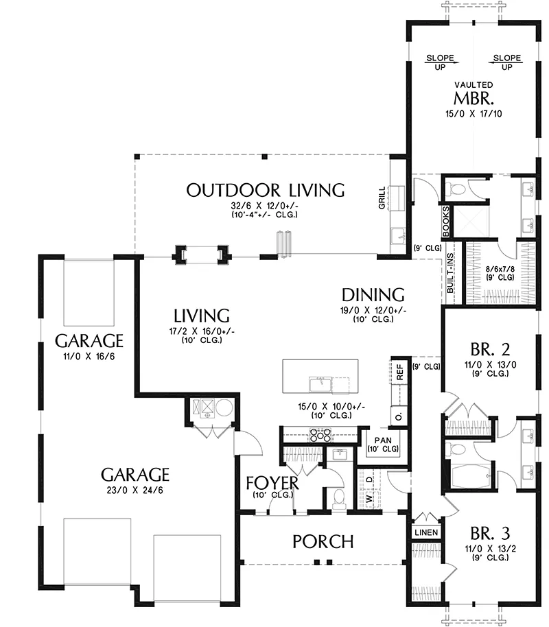 Ranch House Plan First Floor - 011D-0704 - Shop House Plans and More