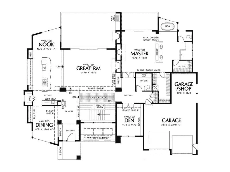 Ranch House Plan First Floor - Castlerock Manor Luxury Home 011S-0018 - Search House Plans and More