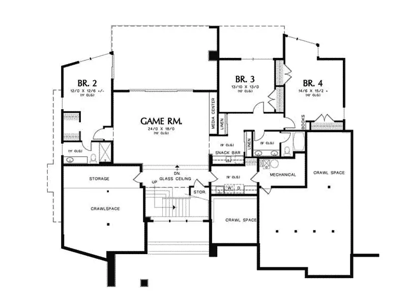 Ranch House Plan Lower Level Floor - Castlerock Manor Luxury Home 011S-0018 - Search House Plans and More