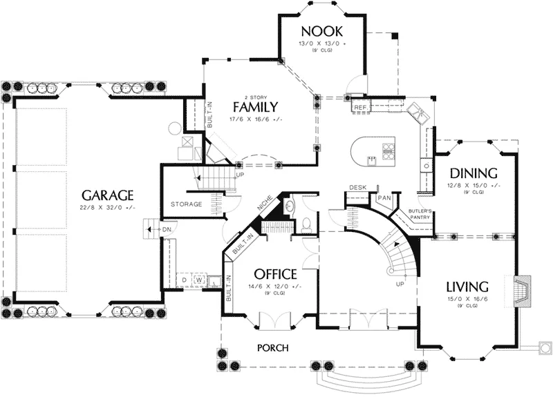Shingle House Plan First Floor - Sutter Place Craftsman Home 011S-0026 - Shop House Plans and More