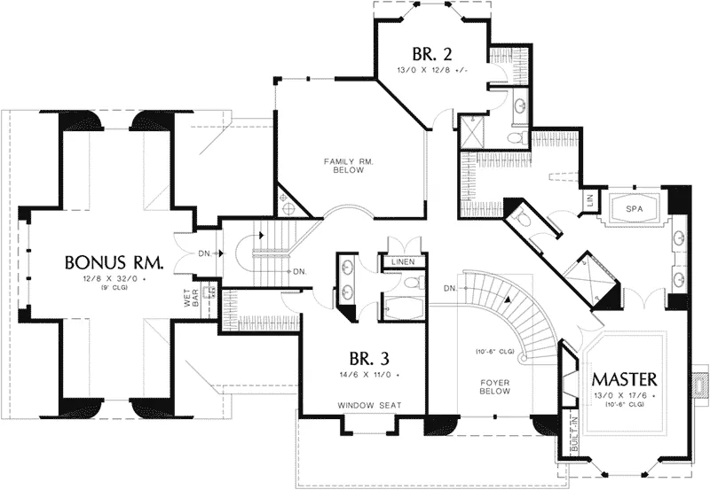 Shingle House Plan Second Floor - Sutter Place Craftsman Home 011S-0026 - Shop House Plans and More