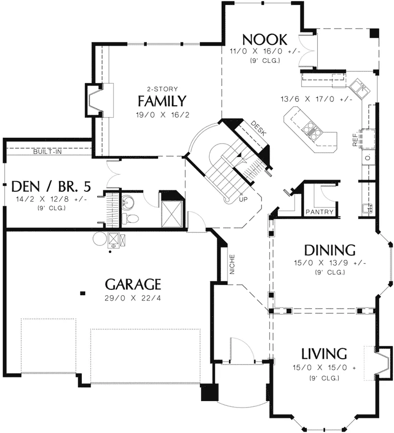 Traditional House Plan First Floor - Swinton Traditional Home 011S-0031 - Shop House Plans and More
