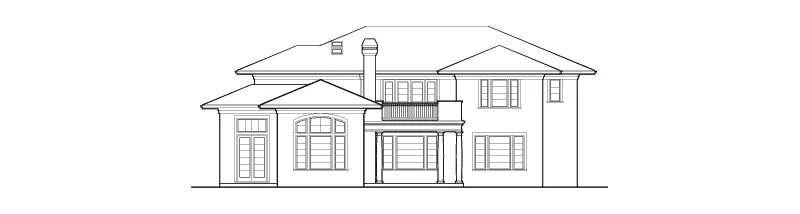 Florida House Plan Rear Elevation - Vreeland Luxury Home 011S-0035 - Shop House Plans and More
